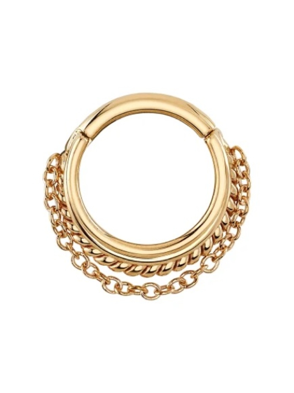Triple-Chain Gold Hinged Hoop Earring - Women's Jewelry